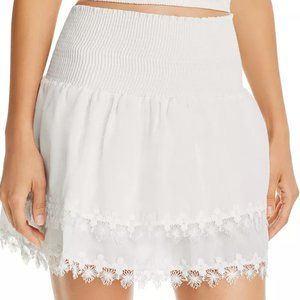 NWT Peixoto Smocked White Mini Skirt Large